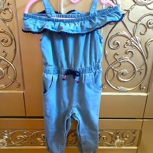 OshKosh Baby Girl Light Blue Ruffle Pants Romper